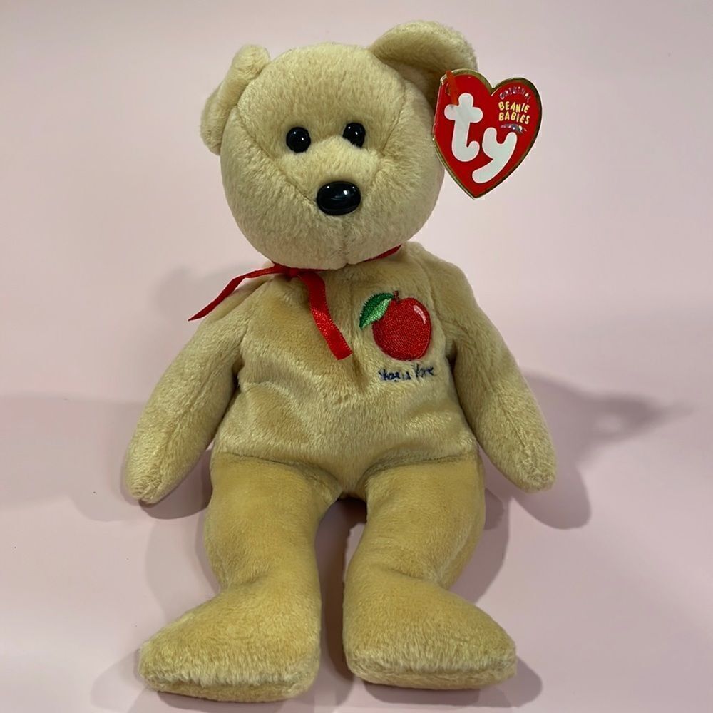 Original TY Beanie Babies BIG APPLE New York Plushie 9” tall 2004 Excellent con…